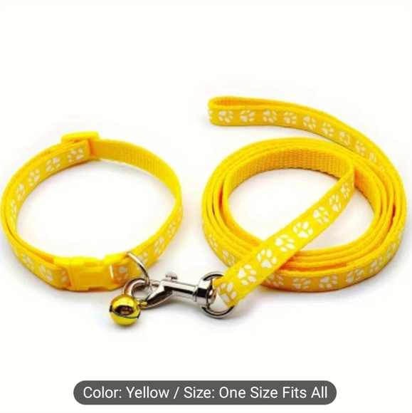 2pc Pet Dog Collar And Leash Sets, Cute Patterns, Adjustable With Bell - Picture 3 of 10